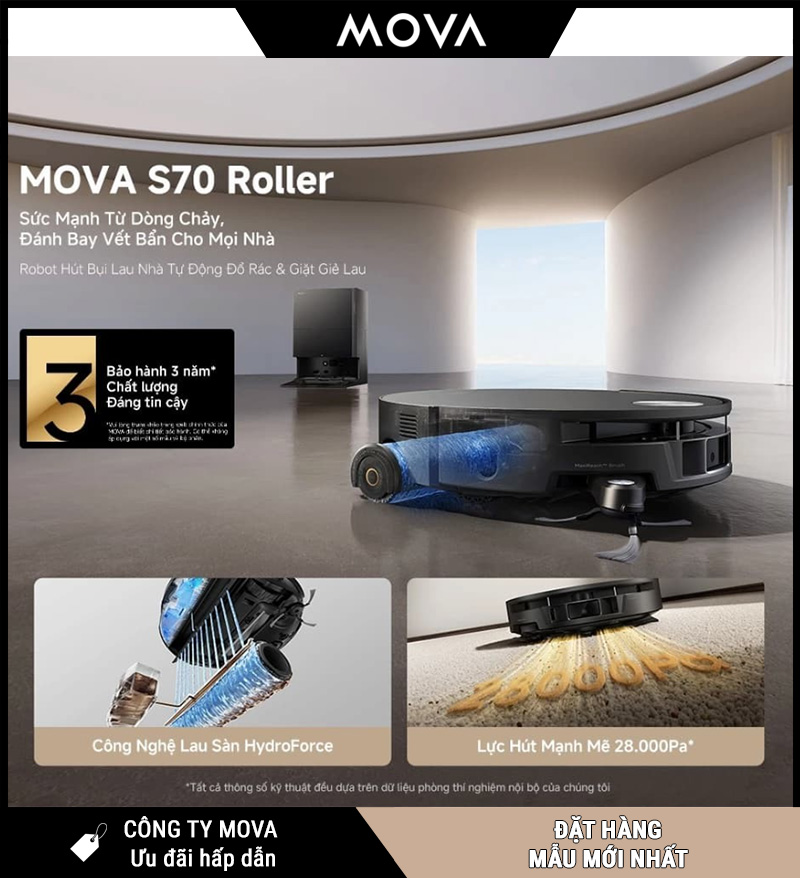 Mova S70 Roller Robot Hút Bụi Lau Nhà