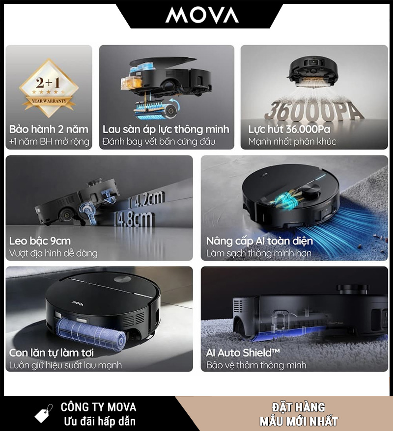 Mova Z70 Ultra Roller Robot Hút Bụi Lau Nhà
