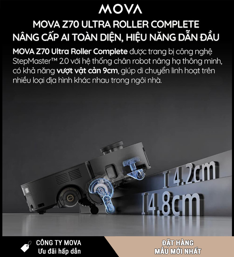 Mova Z70 Ultra Roller Robot Hút Bụi Lau Nhà
